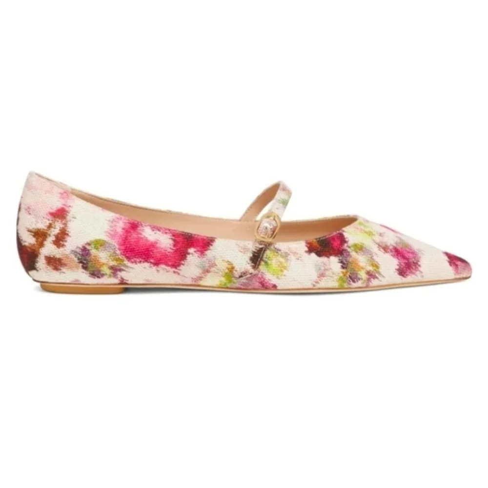 Stewart Weitzman Floral Print Ballet Barbie Flats Women's Size 7B NWT Bridal